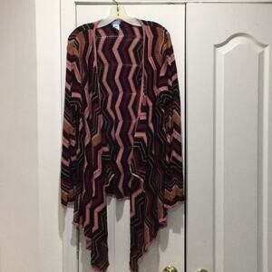 U-knit open cardigan cascading front worn 1 2x